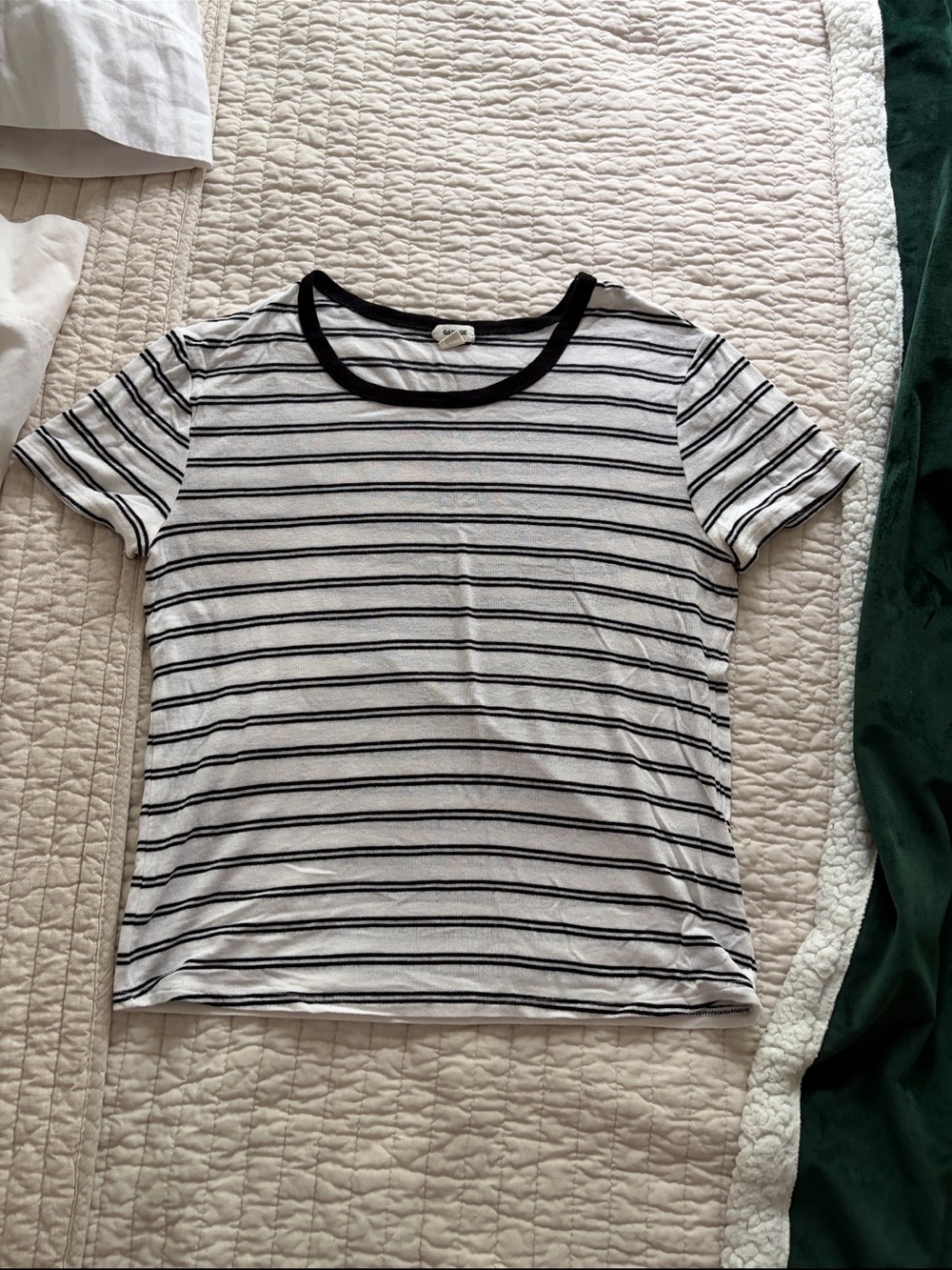 Striped Black & White Form Fitting Stretchy Soft Ringer Tee Emo Punk